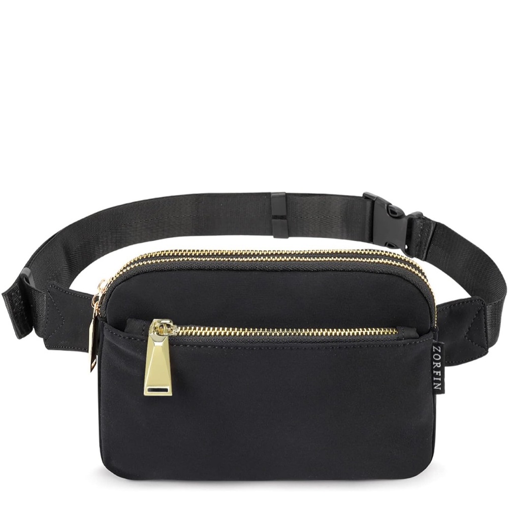 Zorfin Fanny Pack for Women & Men, Cossbody with Adjustable Strap & Gold Accents